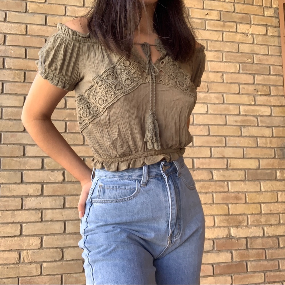 Green Crop top